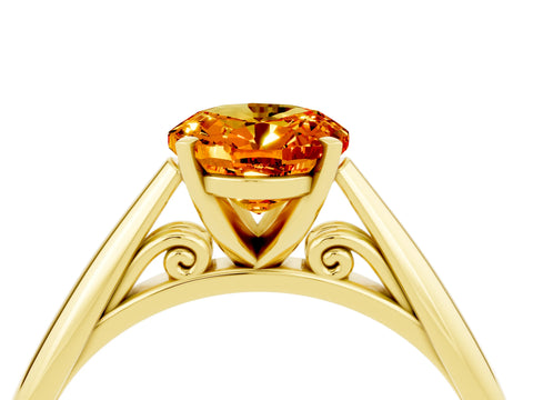 Yellow gold Oval Cut Citrine Solitaire Engagement Ring with Cathedral Setting and Four-Prong Mount_22