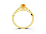 Yellow gold Oval Cut Citrine Solitaire Engagement Ring with Celtic Knot Band and Four-Prong Setting_3