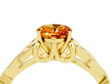 Yellow gold Oval Cut Citrine Solitaire Engagement Ring with Celtic Knot Band and Four-Prong Setting_4