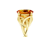 Yellow gold Oval Cut Citrine Solitaire Engagement Ring with Celtic Knot Band and Four-Prong Setting_5