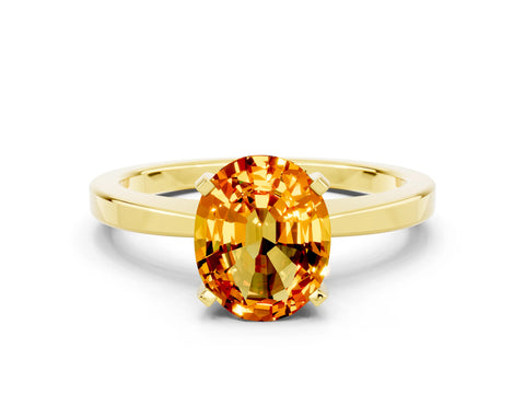 Yellow gold Oval Cut Citrine Solitaire Engagement Ring with Classic Band and Four-Prong Setting_24