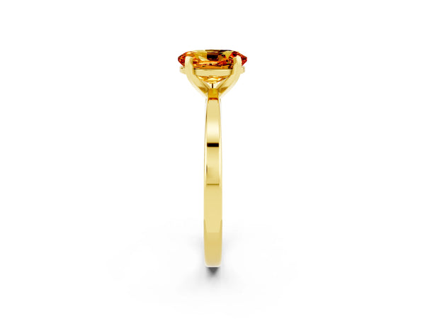 Yellow gold Oval Cut Citrine Solitaire Engagement Ring with Classic Band and Four-Prong Setting