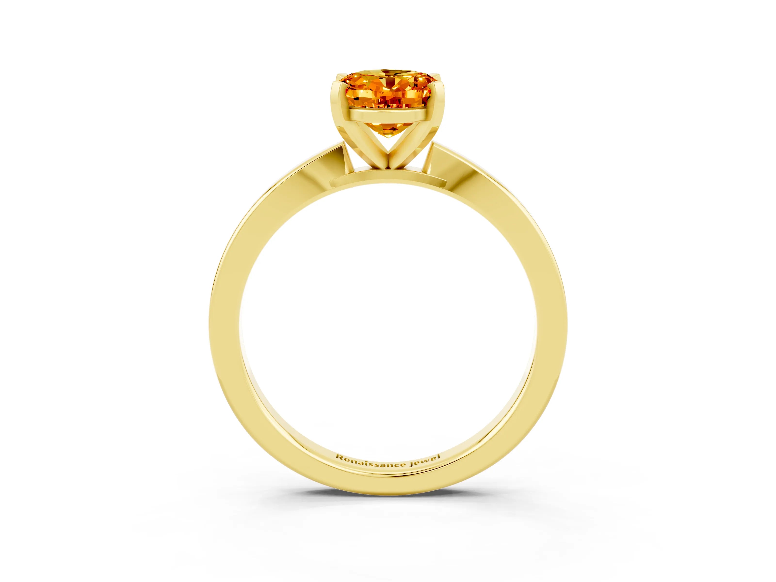 Yellow gold Oval Cut Citrine Solitaire Engagement Ring with Classic Band and Four-Prong Setting_27