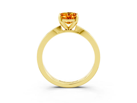 Yellow gold Oval Cut Citrine Solitaire Engagement Ring with Classic Band and Four-Prong Setting_27