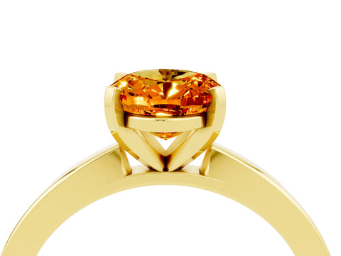 Yellow gold Oval Cut Citrine Solitaire Engagement Ring with Classic Band and Four-Prong Setting_28