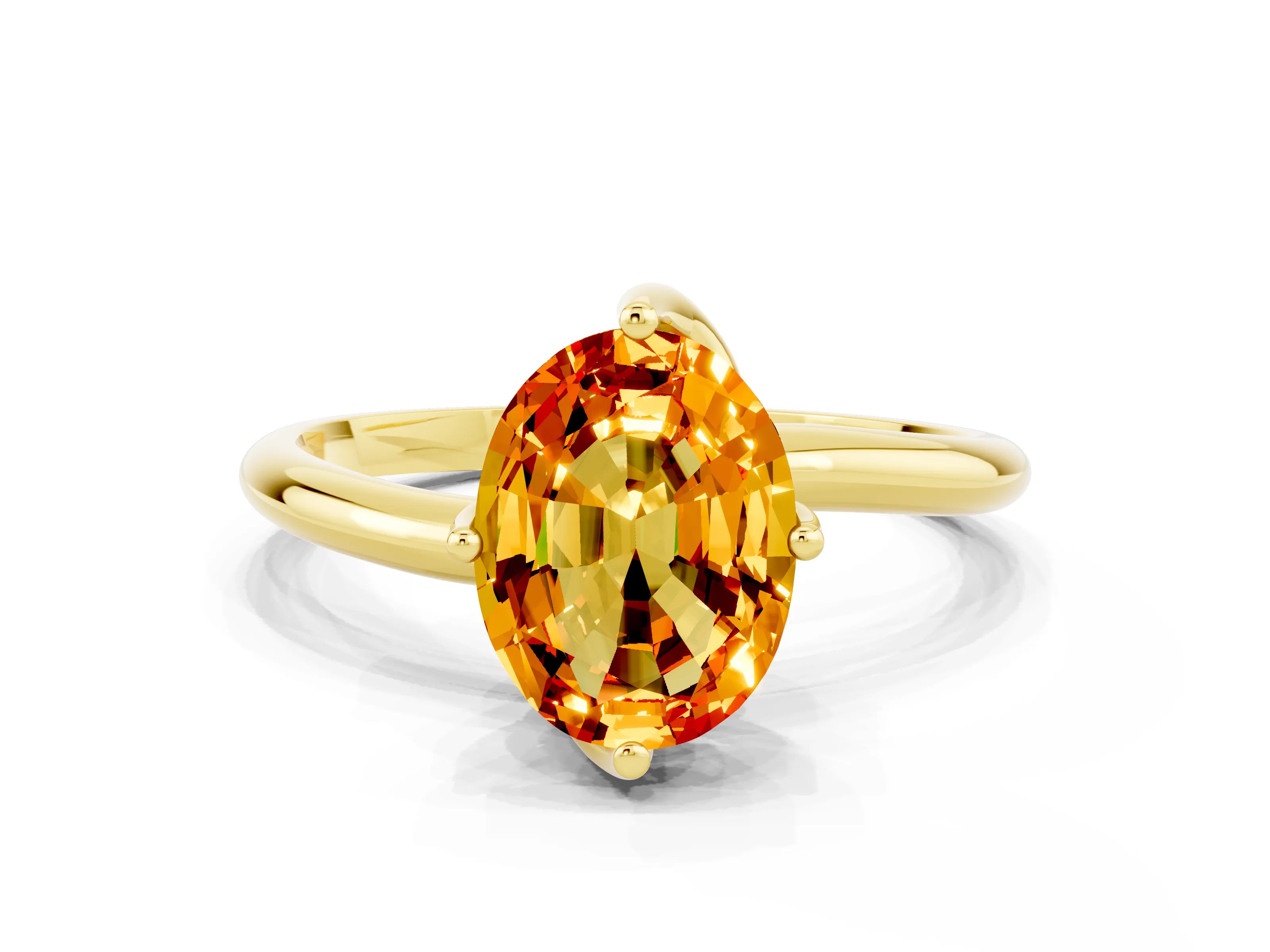 Yellow gold Oval Cut Citrine Solitaire Engagement Ring with Four-Prong Setting and Classic Band_12