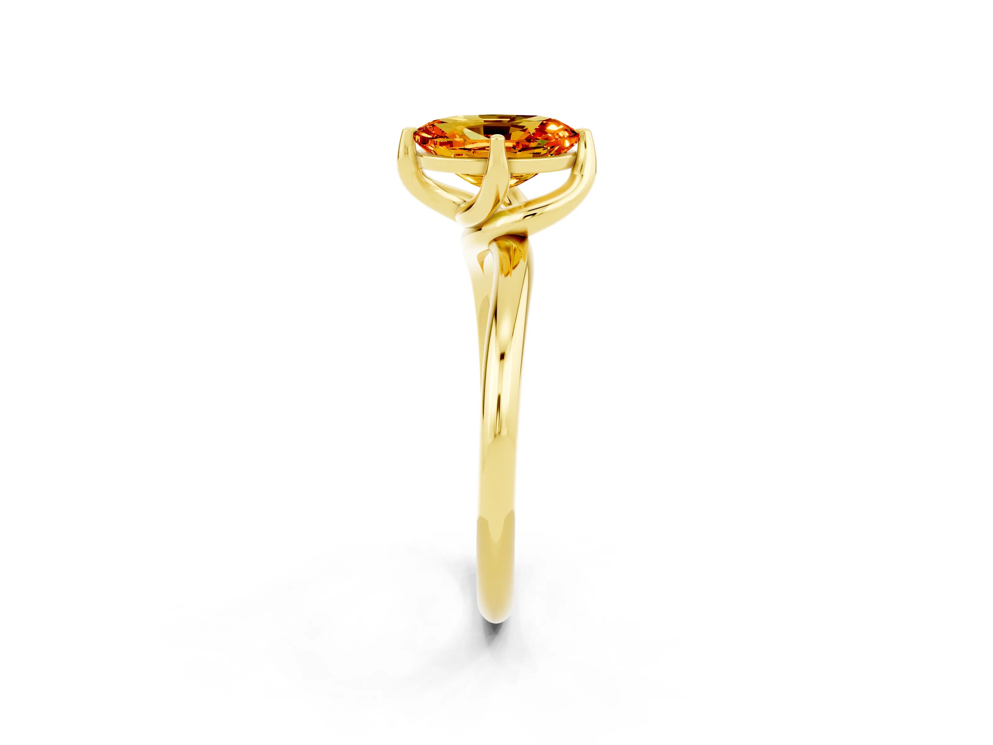 Yellow gold Oval Cut Citrine Solitaire Engagement Ring with Four-Prong Setting and Classic Band_14