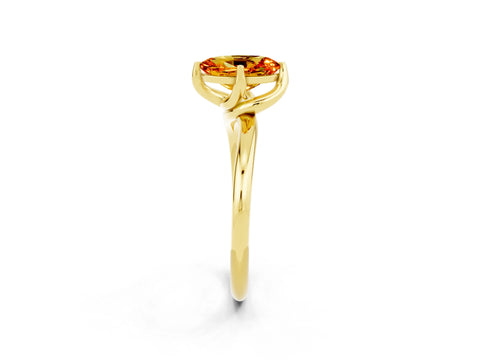 Yellow gold Oval Cut Citrine Solitaire Engagement Ring with Four-Prong Setting and Classic Band_14