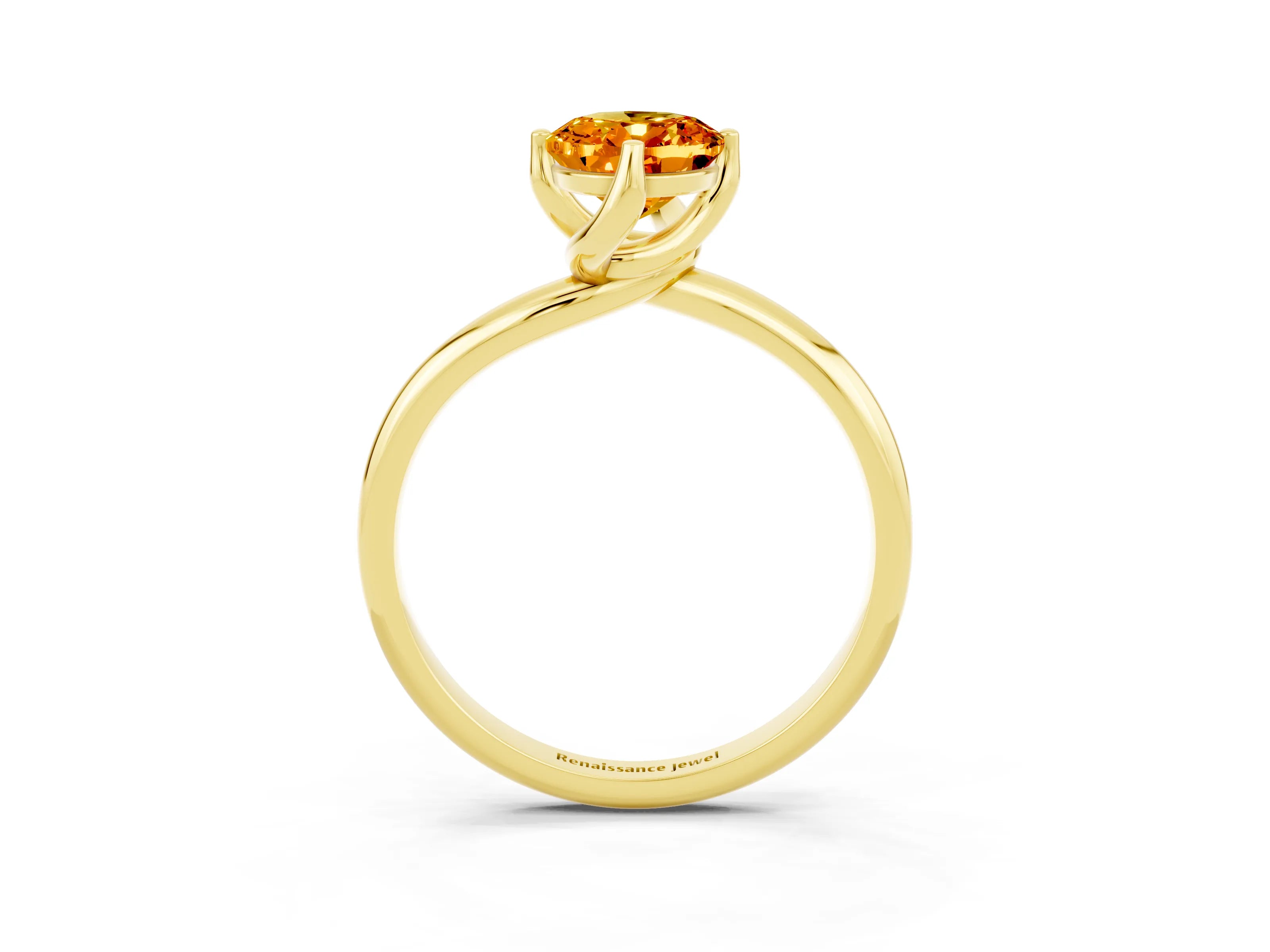 Yellow gold Oval Cut Citrine Solitaire Engagement Ring with Four-Prong Setting and Classic Band_15
