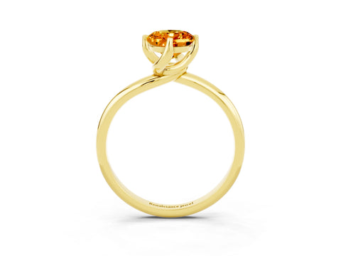 Yellow gold Oval Cut Citrine Solitaire Engagement Ring with Four-Prong Setting and Classic Band_15