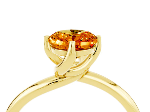 Yellow gold Oval Cut Citrine Solitaire Engagement Ring with Four-Prong Setting and Classic Band_16