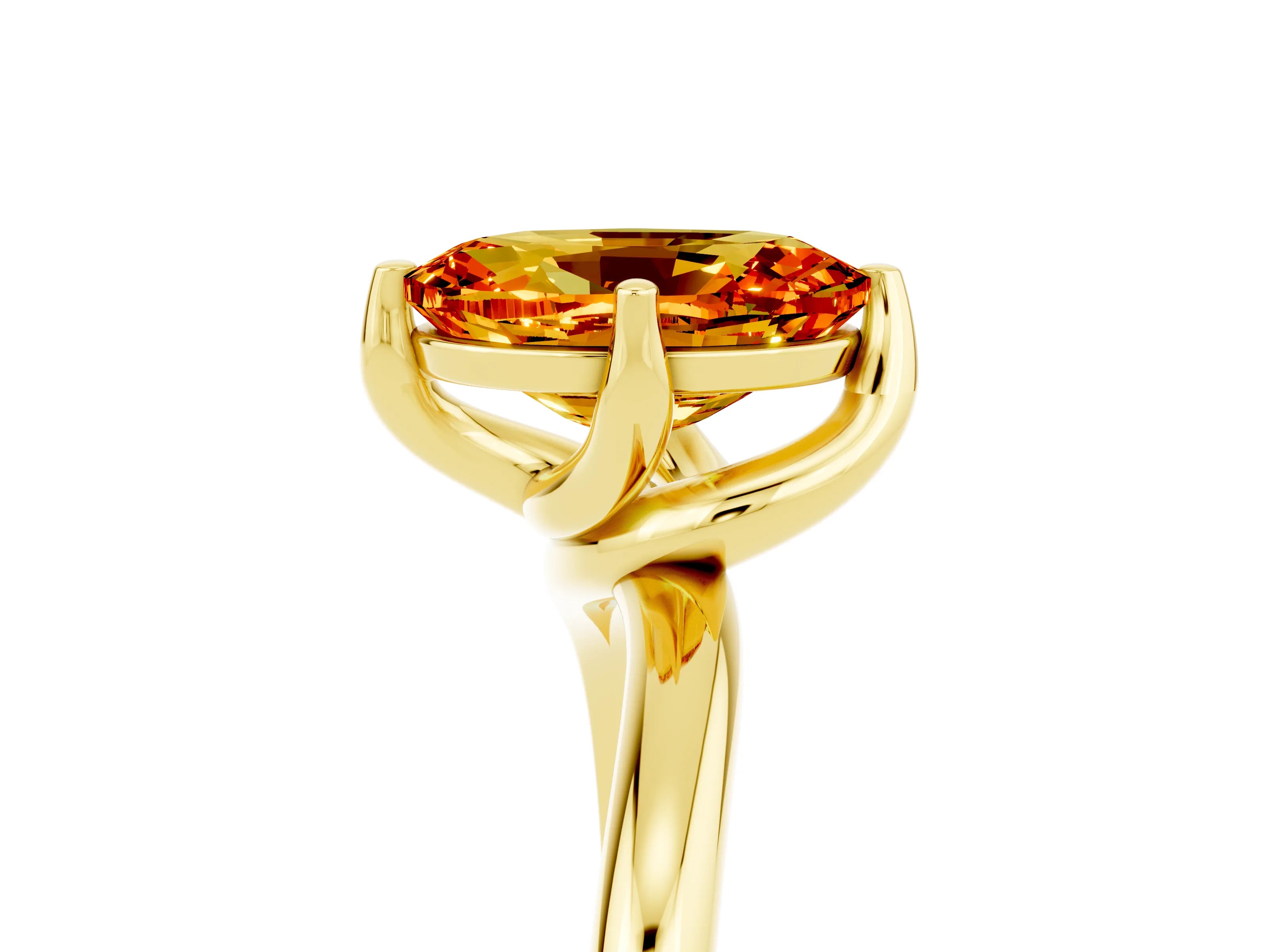 Yellow gold Oval Cut Citrine Solitaire Engagement Ring with Four-Prong Setting and Classic Band_17