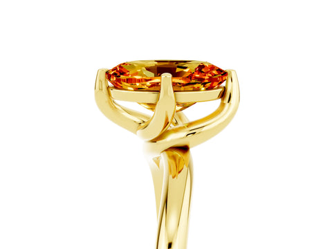 Yellow gold Oval Cut Citrine Solitaire Engagement Ring with Four-Prong Setting and Classic Band_17
