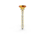Yellow gold Oval Cut Citrine Solitaire Engagement Ring with Pavé Band and Four-Prong Setting_2