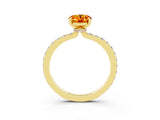 Yellow gold Oval Cut Citrine Solitaire Engagement Ring with Pavé Band and Four-Prong Setting_3