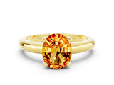 Yellow gold Oval Cut Citrine Solitaire Engagement Ring with Round Band and Four-Prong Setting