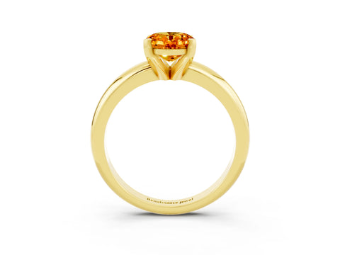 Yellow gold Oval Cut Citrine Solitaire Engagement Ring with Round Band and Four-Prong Setting_3