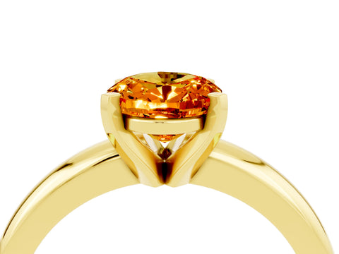 Yellow gold Oval Cut Citrine Solitaire Engagement Ring with Round Band and Four-Prong Setting_4