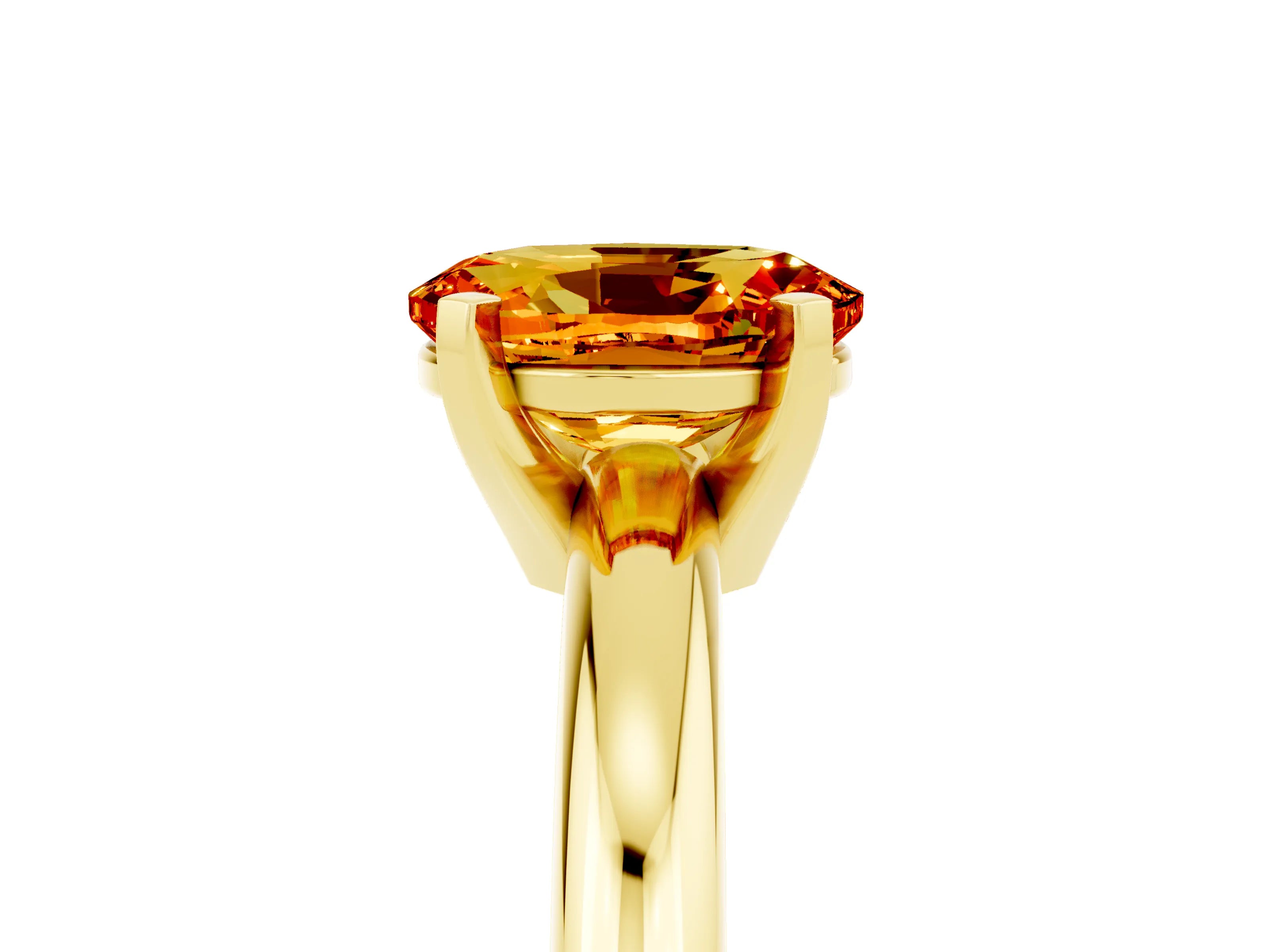 Yellow gold Oval Cut Citrine Solitaire Engagement Ring with Round Band and Four-Prong Setting_5