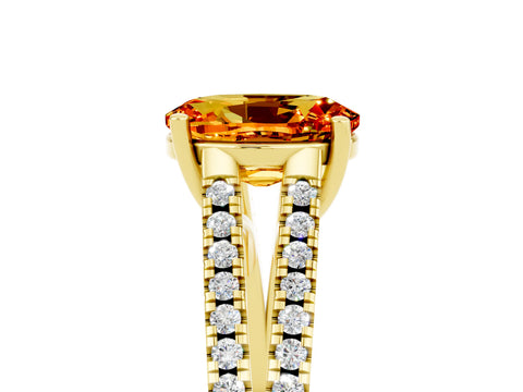 Yellow gold Oval Cut Citrine Solitaire Engagement Ring with Split Shank Pavé Band_5