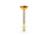 Yellow gold Oval Cut Citrine Solitaire Pavé Band with Four-Prong Setting_2