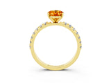 Yellow gold Oval Cut Citrine Solitaire Pavé Band with Four-Prong Setting_3