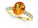 Yellow gold Oval Cut Citrine Solitaire Pavé Engagement Ring with Round Band and Prong Setting_13