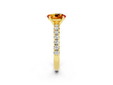 Yellow gold Oval Cut Citrine Solitaire Pavé Engagement Ring with Round Band and Prong Setting_14