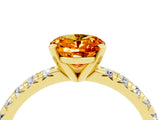 Yellow gold Oval Cut Citrine Solitaire Pavé Engagement Ring with Round Band and Prong Setting_16