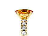 Yellow gold Oval Cut Citrine Solitaire Pavé Engagement Ring with Round Band and Prong Setting_17