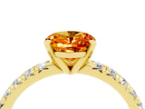 Yellow gold Oval Cut Citrine Solitaire Pavé Engagement Ring with Round Band and Prong Setting_70