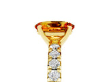 Yellow gold Oval Cut Citrine Solitaire Pavé Engagement Ring with Round Band and Prong Setting_71