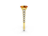 Yellow gold Oval Cut Citrine Solitaire Ring with Cathedral Setting and Pavé Band_14