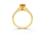 Yellow gold Oval Cut Citrine Solitaire Ring with Cathedral Setting and Pavé Band_15