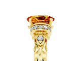 Yellow gold Oval Cut Citrine Solitaire Ring with Filigree Band and Four-Prong Setting_29