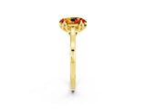 Yellow gold Oval Cut Citrine Solitaire Ring with Flower Prong Setting and Classic Band_14