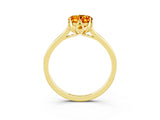 Yellow gold Oval Cut Citrine Solitaire Ring with Flower Prong Setting and Classic Band_15