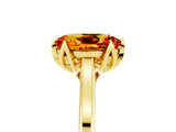 Yellow gold Oval Cut Citrine Solitaire Ring with Flower Prong Setting and Classic Band_17