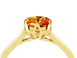Yellow gold Oval Cut Citrine Solitaire Ring with Flower Prong Setting and Classic Band_40