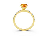 Yellow gold Oval Cut Citrine Solitaire Ring with Pavé Accents and Four-Prong Setting_3
