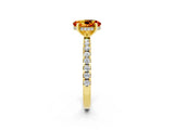 Yellow gold Oval Cut Citrine Solitaire Ring with Pavé Band and Four-Prong Setting_26