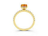 Yellow gold Oval Cut Citrine Solitaire Ring with Pavé Band and Four-Prong Setting_27