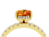 Yellow gold Oval Cut Citrine Solitaire Ring with Pavé Band and Four-Prong Setting_28