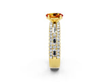 Yellow gold Oval Cut Citrine Solitaire Ring with Pavé and Channel Set Band_2