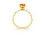 Yellow gold Oval Cut Citrine Solitaire Ring with Pave Band and Four Prong Setting_27