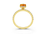 Yellow gold Oval Cut Citrine Solitaire Ring with Round  Pavé Band and Four-Prong Setting_39