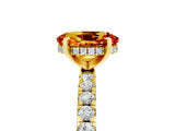 Yellow gold Oval Cut Citrine Solitaire Ring with Round  Pavé Band and Four-Prong Setting_41