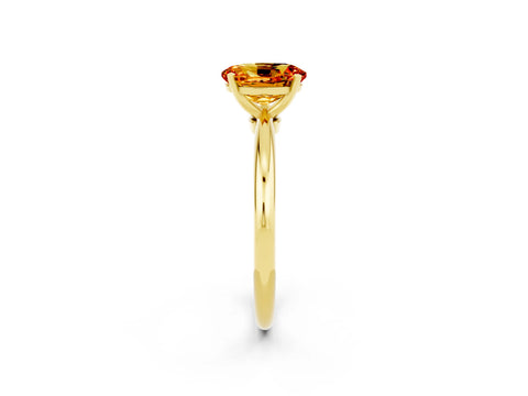 Yellow gold Oval Cut Citrine Solitaire Ring with Six-Prong Setting and Classic Band_2