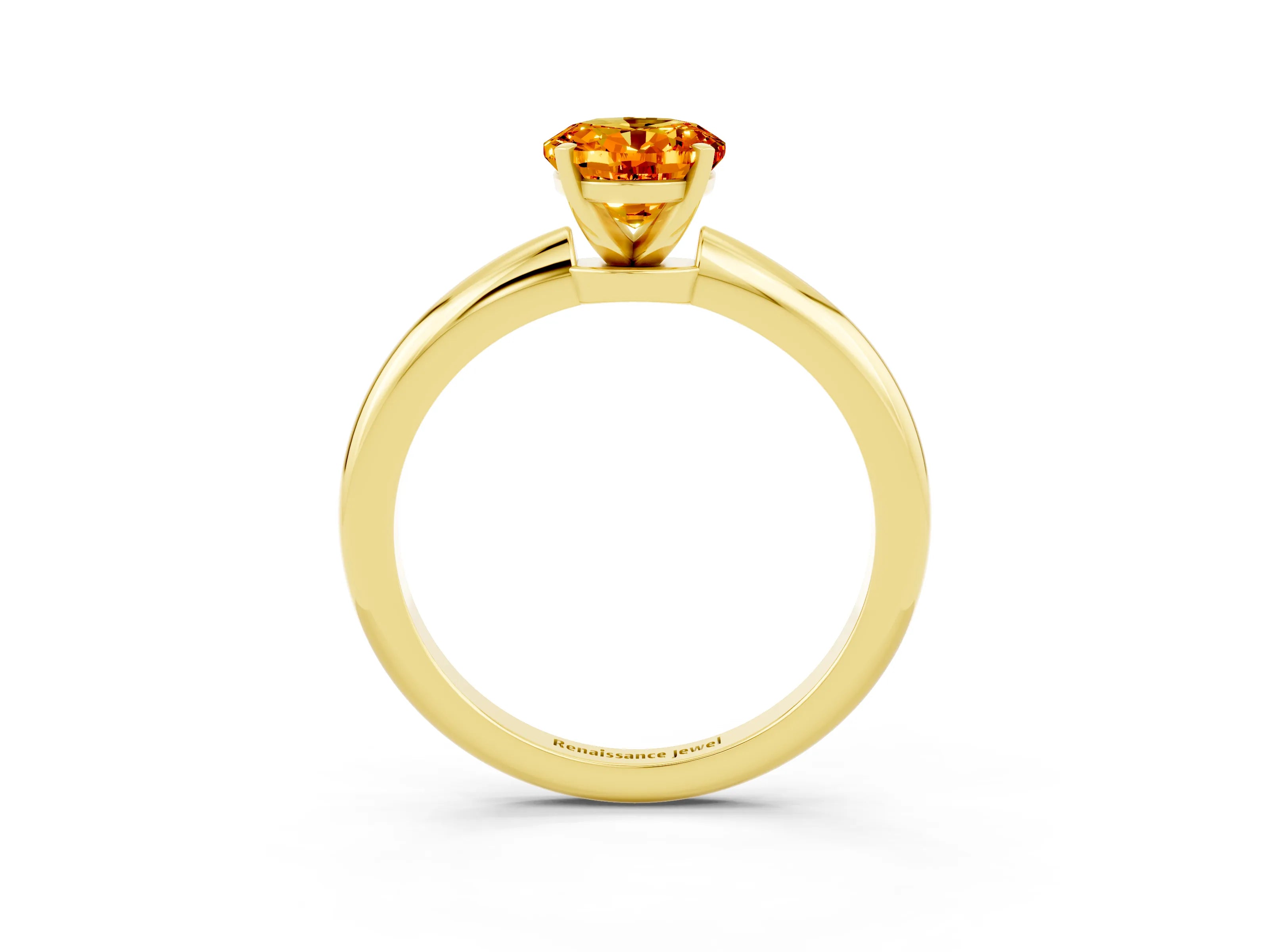Yellow gold Oval Cut Citrine Solitaire Ring with Six-Prong Setting and Classic Band_3