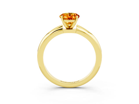 Yellow gold Oval Cut Citrine Solitaire Ring with Six-Prong Setting and Classic Band_3